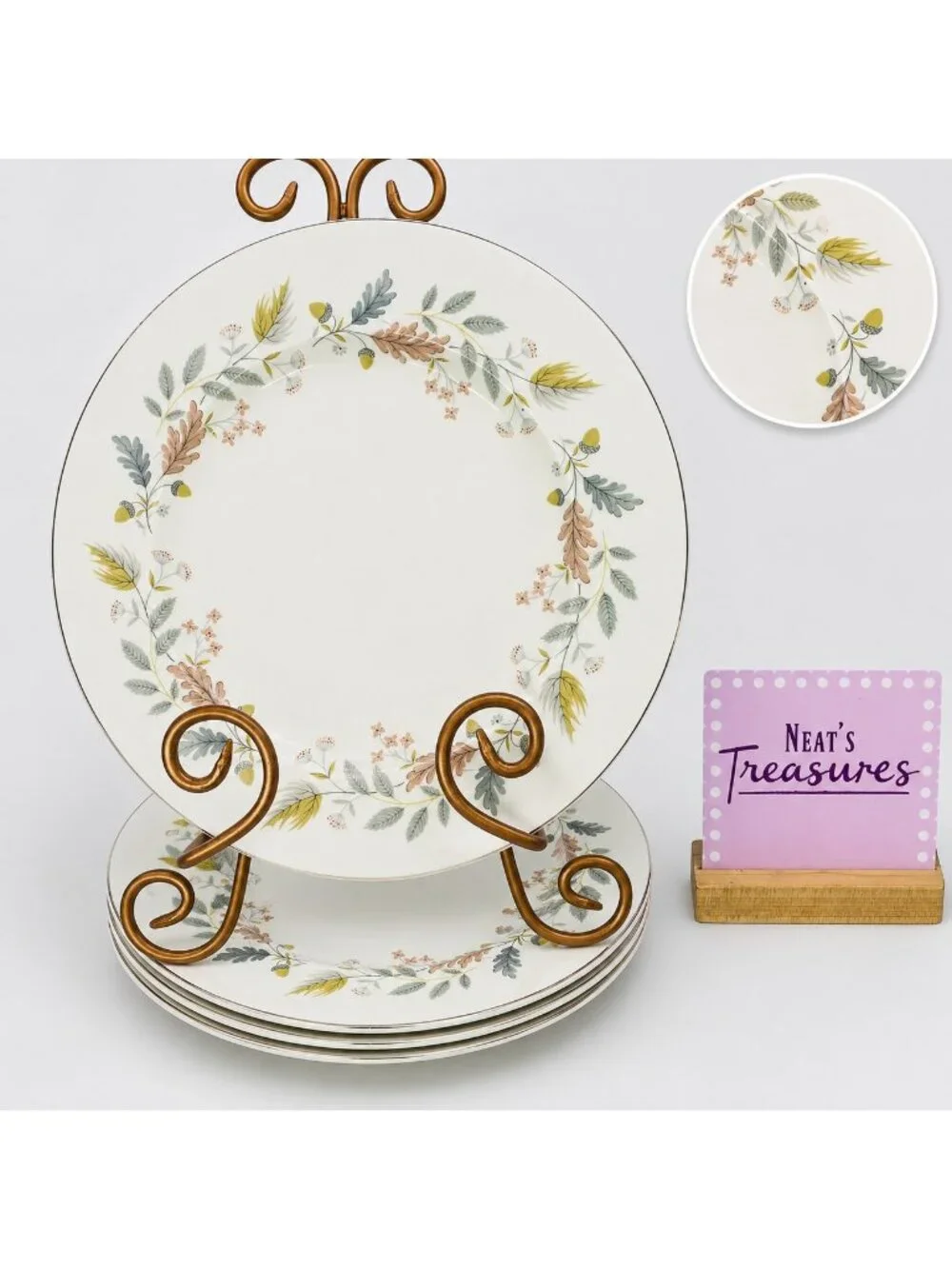 Johnson Brothers LYNTON OLDER SNOWHITE Floral England China Dinner Plate Set 4